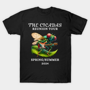 Cicadas Reunion Tour Spring Summer 2024 Funny Cicadageddon Event Cartoon Cicada Guitar T-Shirt